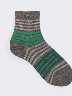 Gestreifte kurze Socken für Jungen - warme Bio-Baumwolle