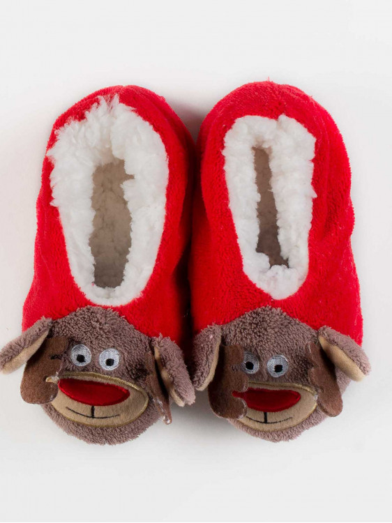 Christmas baby slippers with reindeer and bear