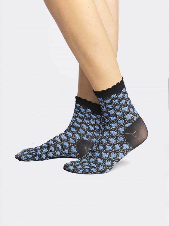 Kurze Socken mit Blumenmuster für Frauen