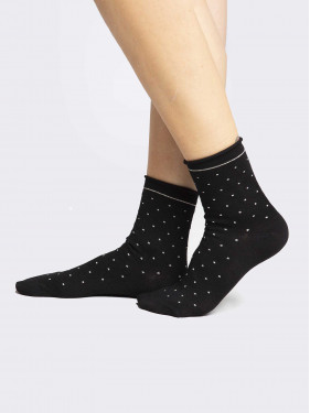 Woman's crew pointed toe patterned socks in Warm Cotton