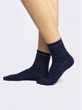 Woman's crew pointed toe patterned socks in Warm Cotton