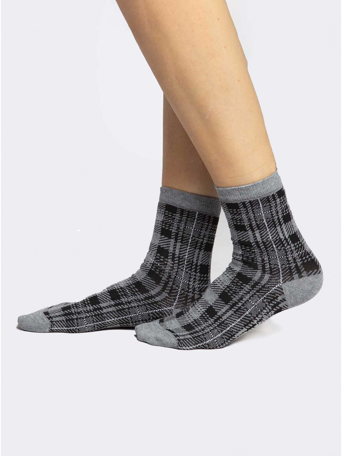 Tartan patterned crew socks in warm Cotton