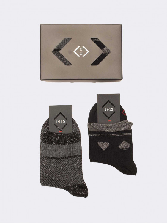 Gift box 2 pairs women's fancy socks