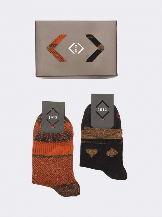 Gift box 2 pairs women's fancy socks