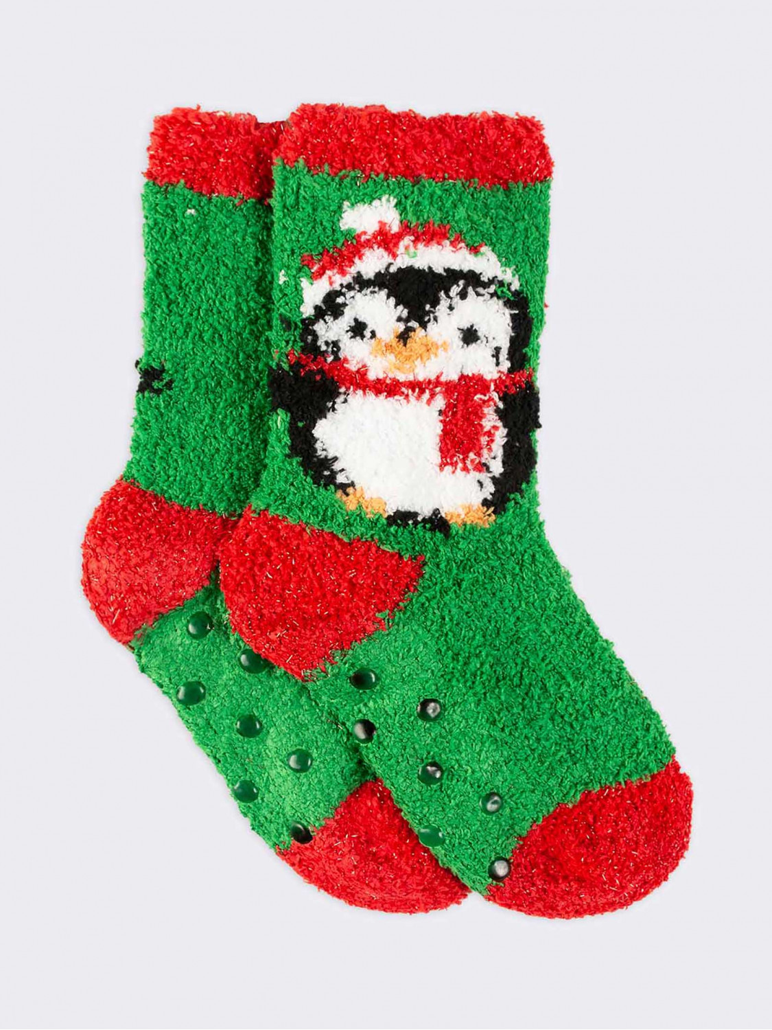 Coppia calze Natale fantasie righe e Pinguino