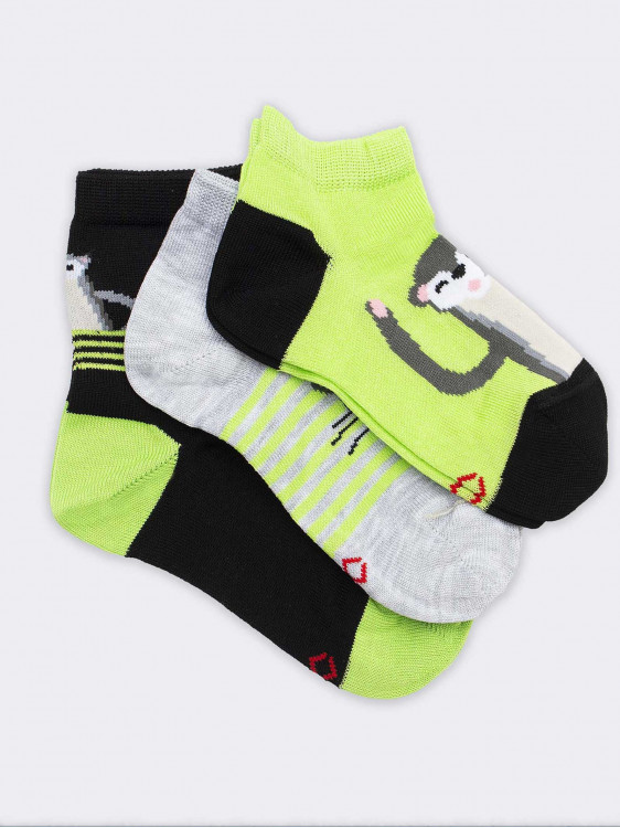 Three otter patterned children's socks - organic cotton Made in Italy