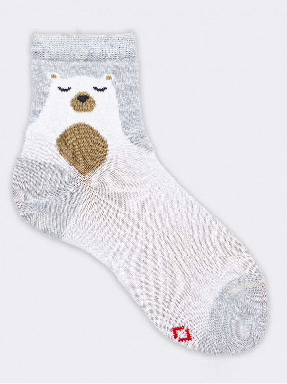 Baby calf socks polar bear pattern - organic cotton Made in Italy