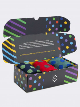 Gift Box 3 Pairs Men's Fresh Cotton Fantasy Socks - Gift Idea Made in Italy