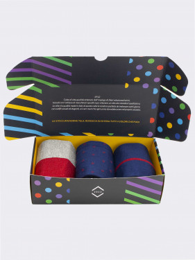 Gift Box 3 Pairs Men's Fresh Cotton Fantasy Socks - Gift Idea Made in Italy