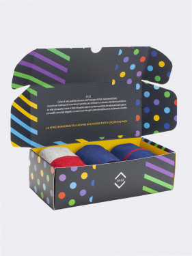 Gift Box 3 Pairs Men's Fresh Cotton Fantasy Socks - Gift Idea Made in Italy