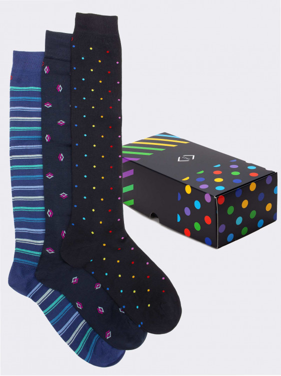 Gift Box 3 Pairs Men's Fresh Cotton Fantasy Socks - Gift Idea Made in Italy