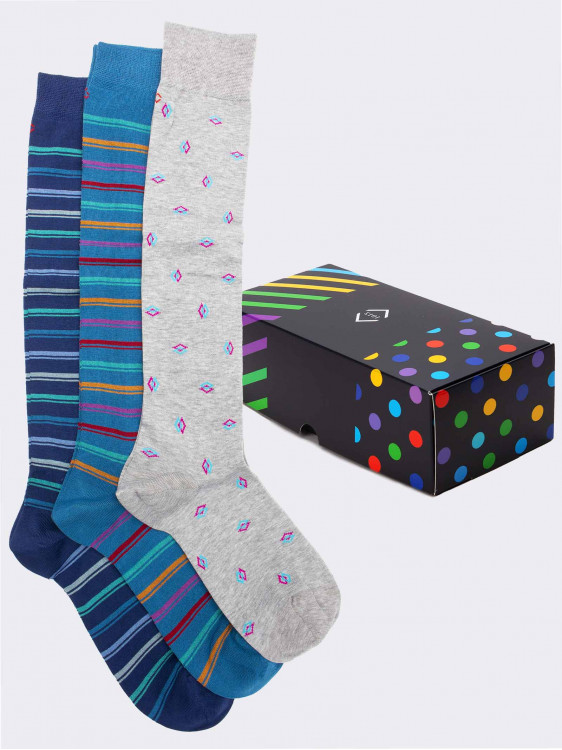 Gift Box 3 Pairs Men's Fresh Cotton Fantasy Socks - Gift Idea Made in Italy