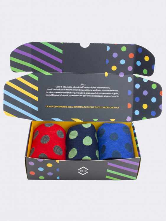 Gift Box 3 Pairs Men's Fresh Cotton Fantasy Socks - Gift Idea Made in Italy