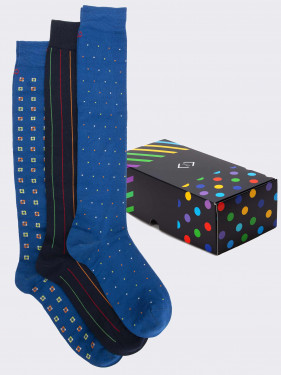 Gift Box 3 Pairs Men's Fresh Cotton Fantasy Socks - Gift Idea Made in Italy