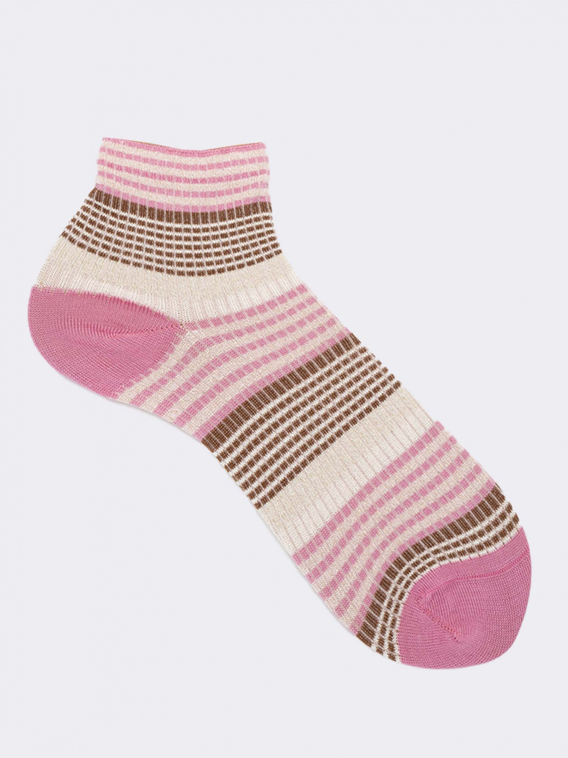 Women's calf socks with mixed stripes