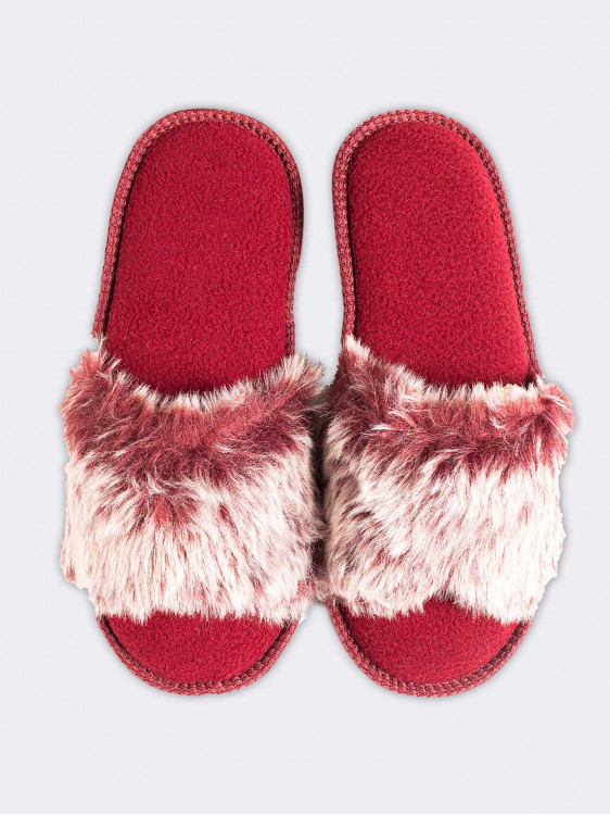 Women's slippers with degradé fur