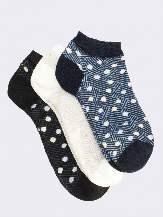 Tris socks  woman pattern polka dots in lurex in fresh Cotton
