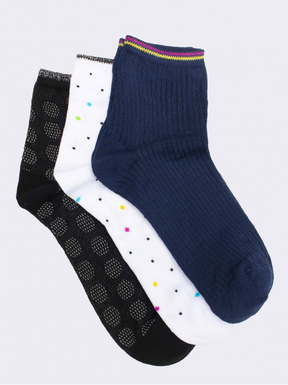 Drei gemusterte kurze Socken für Frauen aus frischer Baumwolle