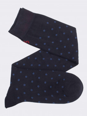 Man knee-high socks with flower pattern in fresh Cotton