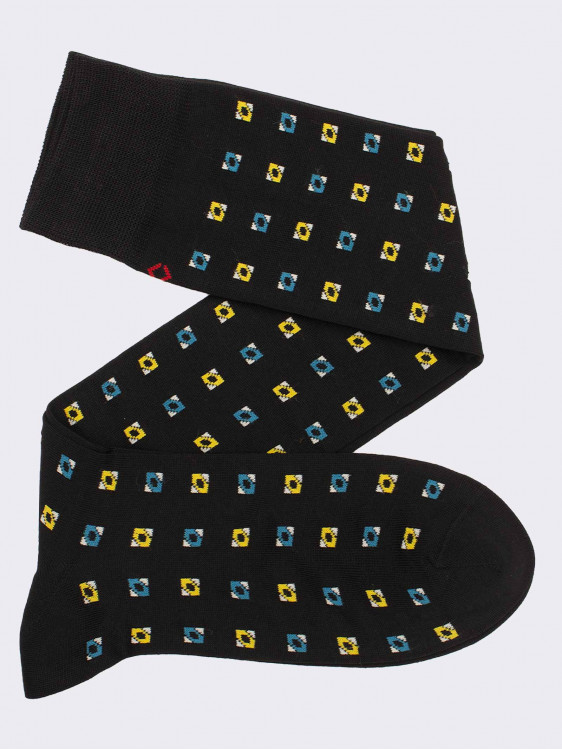 Men's knee high socks,  tie pattern in fresh cotton