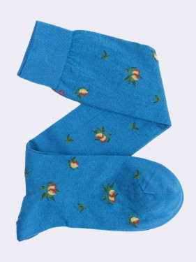 Lemon patterned men's knee-high socks in cool cotton