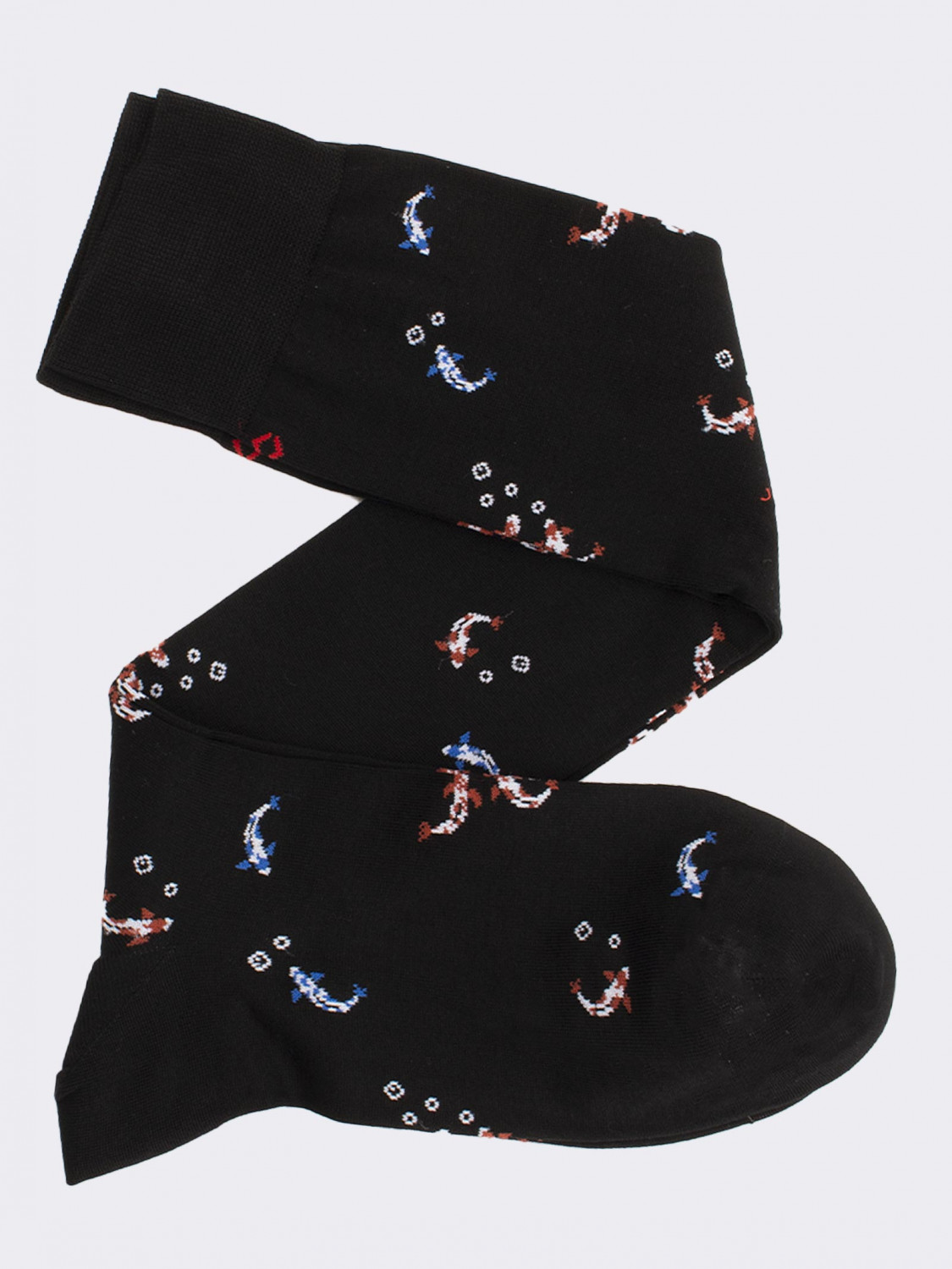 Fresh cotton fish patterned men's knee-high socks