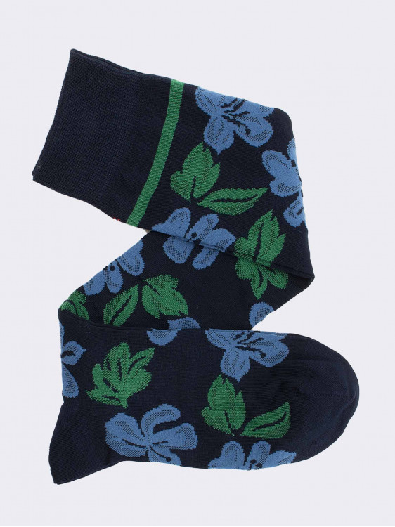 Men's Floral Patterned Long Socks in Fresh Cotton