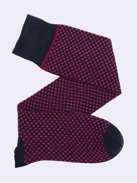 Men's knee high socks pattern check in fresh Cotton