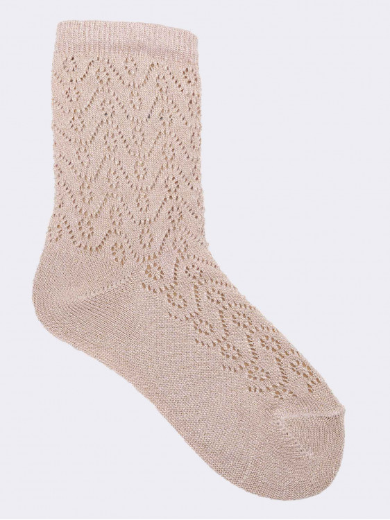 Children's short socks with perforated pattern
