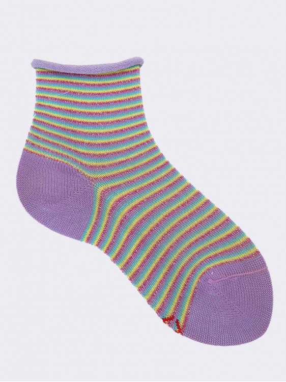 Children's striped patterned short socks in cool Cotton