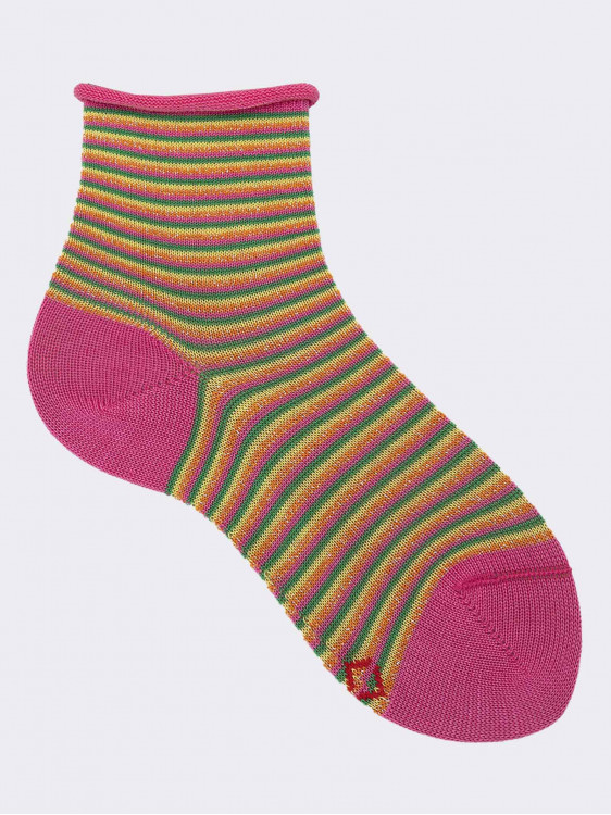 Gestreifte, gemusterte kurze Socken für Mädchen aus frischer Baumwolle