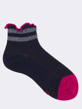 Girl's short ribbed socks with Lurex inserts