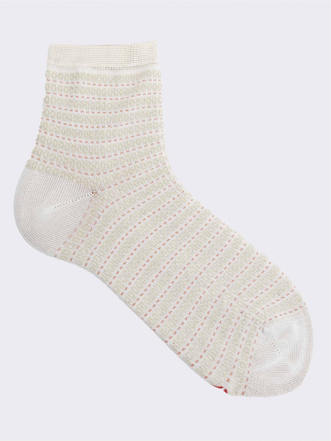 Women's calf socks with mixed stripes in fresh cotton