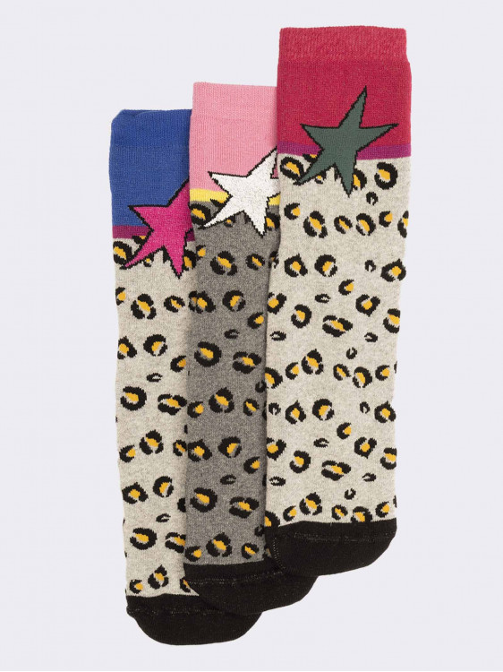Tris women's non-slip socks fancy leopard print in Warm Cotton