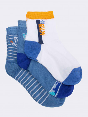 Tris crew socks for child America pattern in fresh Cotton