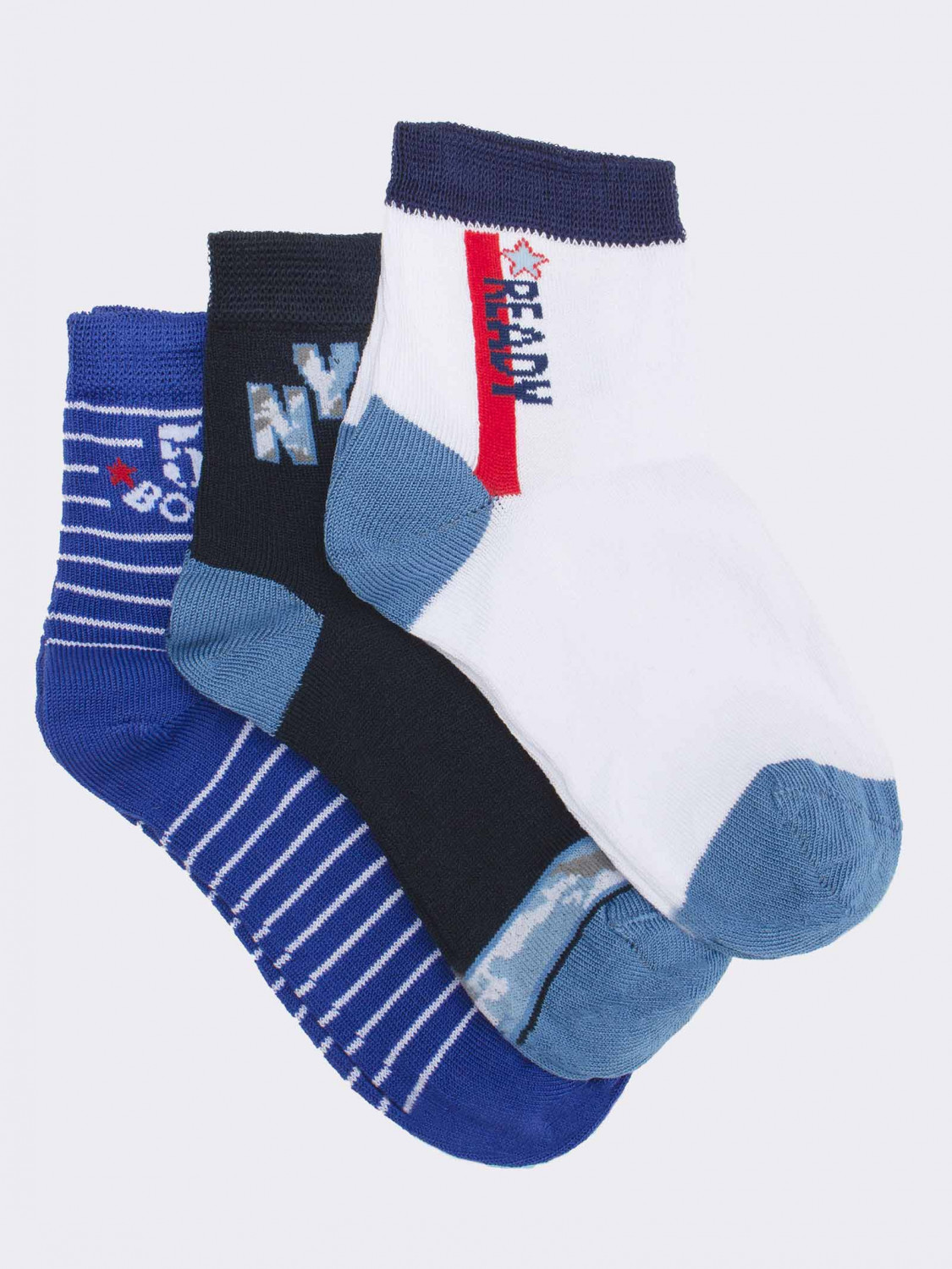 Tris crew socks for child America pattern in fresh Cotton