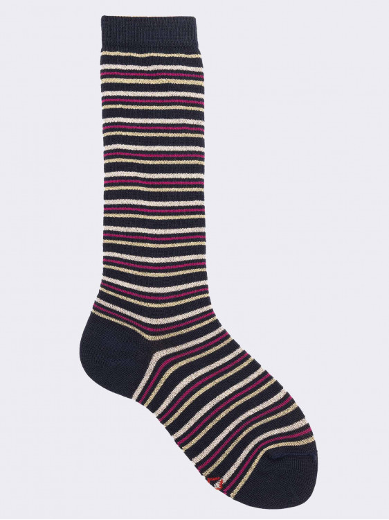 Girl's knee-highs striped patterned in warm cotton