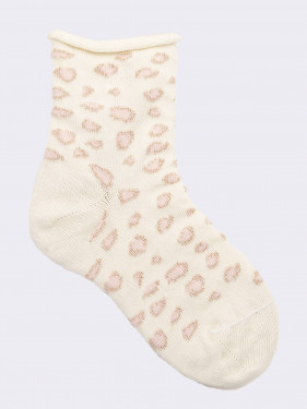 Animallier gemusterte kurze Socken für Mädchen