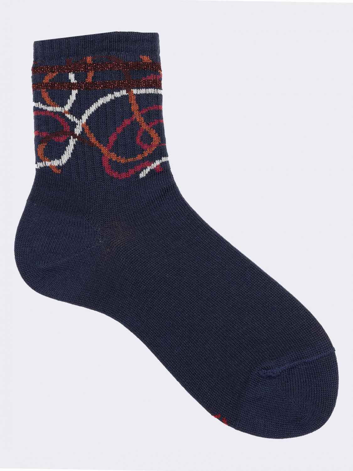 Girl's crew socks abstract patterned  in warm cotton