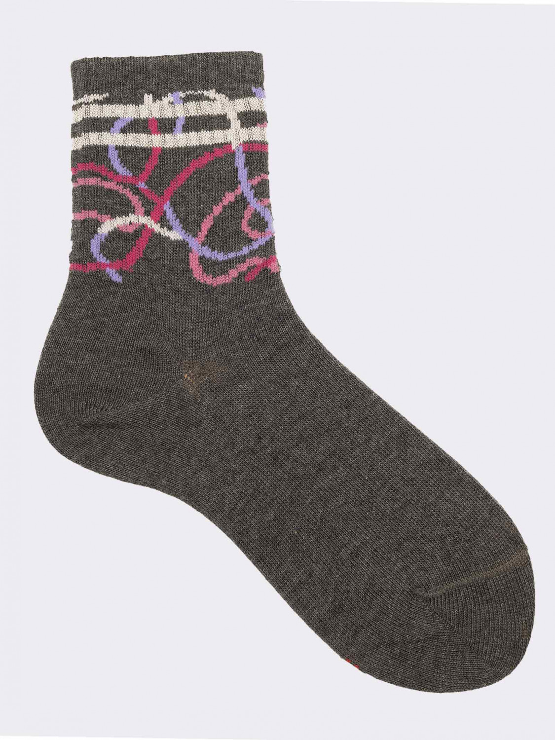 Girl's crew socks abstract patterned  in warm cotton