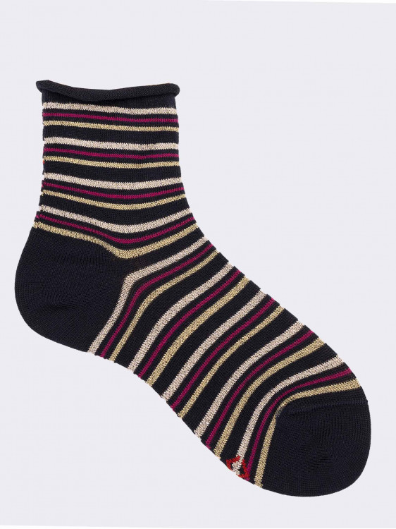 Gestreifte kurze Socken für Mädchen aus warmer Baumwolle