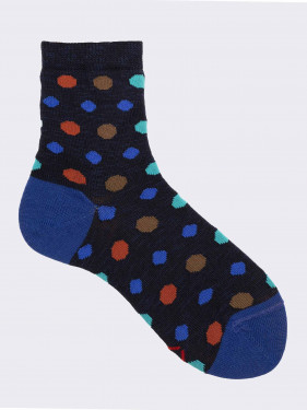 Children's short polka dot patterned socks in warm cotton