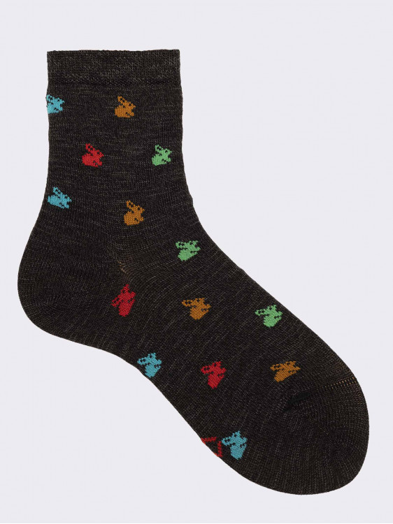 Short socks baby bunny patterned in Warm Cotton