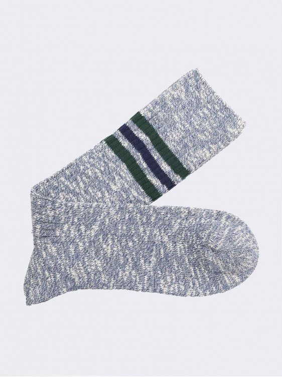 Men's boston socks  - stripes on cuff worked in warm cotton