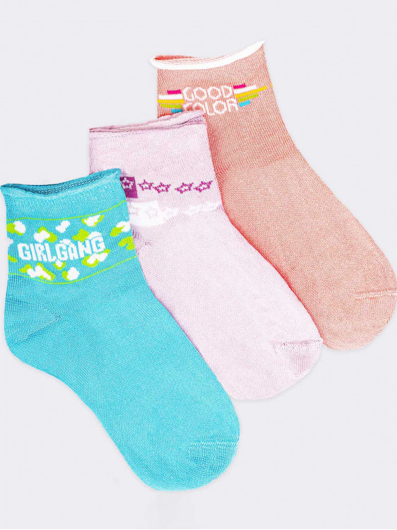 3 Paar kurze Socken für Mädchen Girl Gang Fantasy