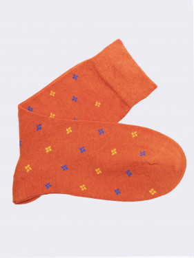 Men's tie patterned crew socks in warm cotton