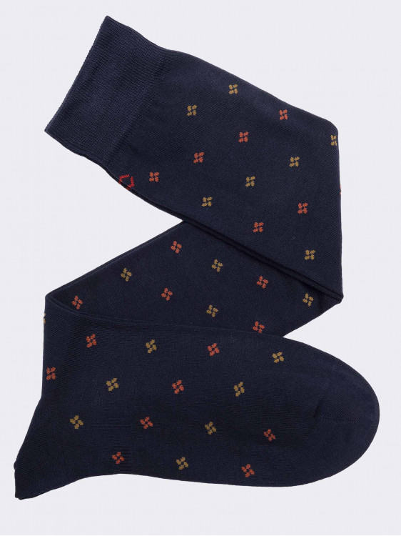 Men's tie patterned long socks in warm cotton