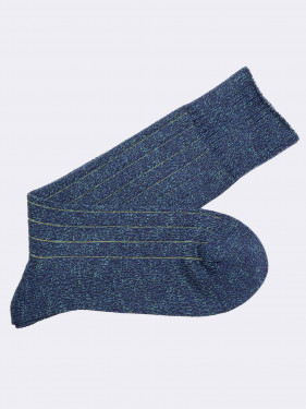 Men's ribbed crew socks with melange yarn in warm cotton