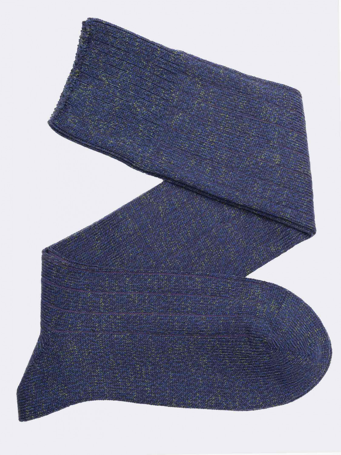 Men's ribbed melange yarn knee high socks in warm cotton