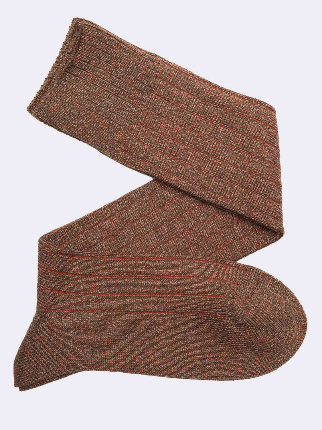 Lange Socken aus warmer Baumwolle aus geripptem Melange-Garn für Herren
